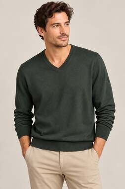 Bonobos 100% Extra Fine Merino Wool V-Neck Sweater – XL – Dark Green